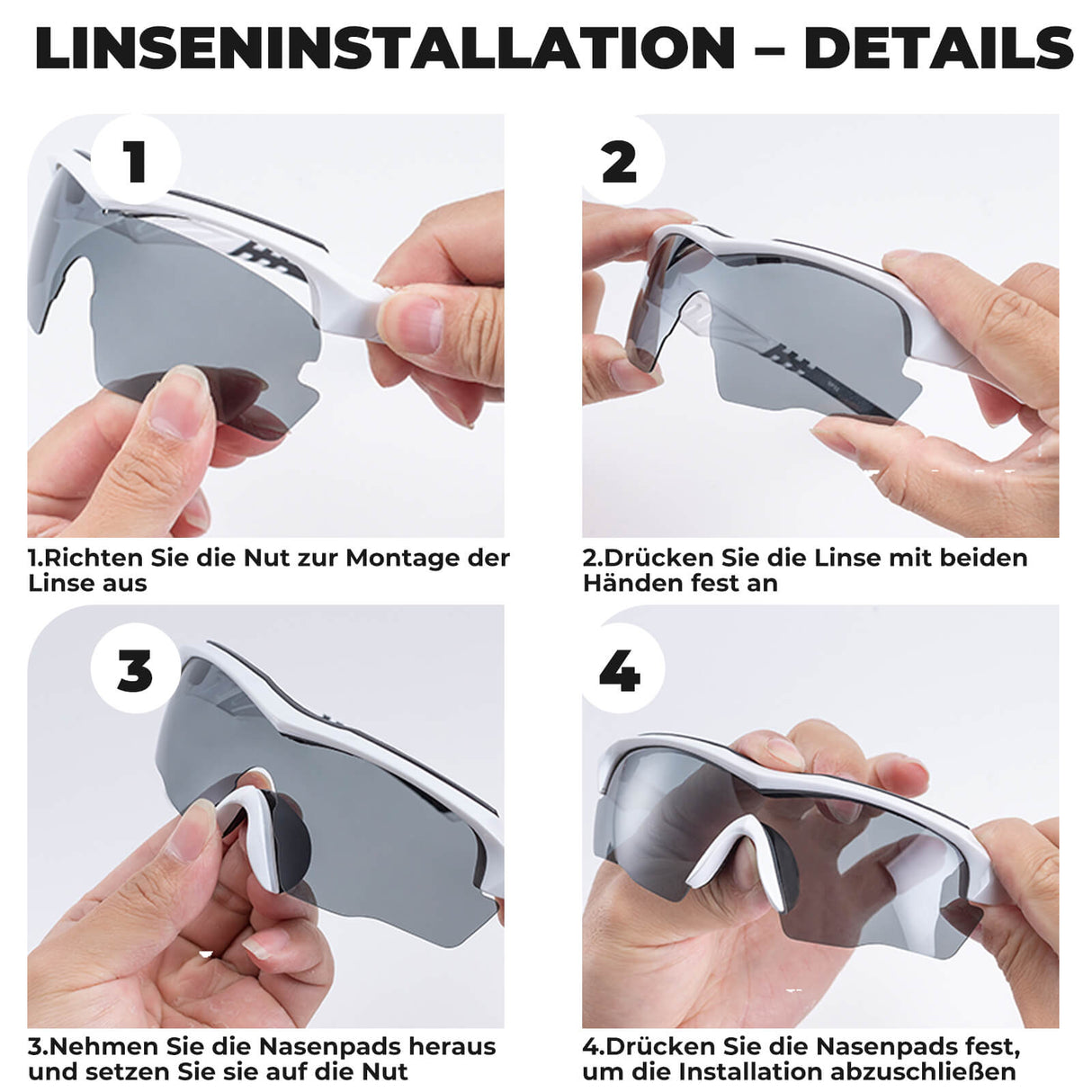 ROCKBROS Polarisierte Fahrradbrille mit wechselbaren Gläsern UV-Schutz Unisex