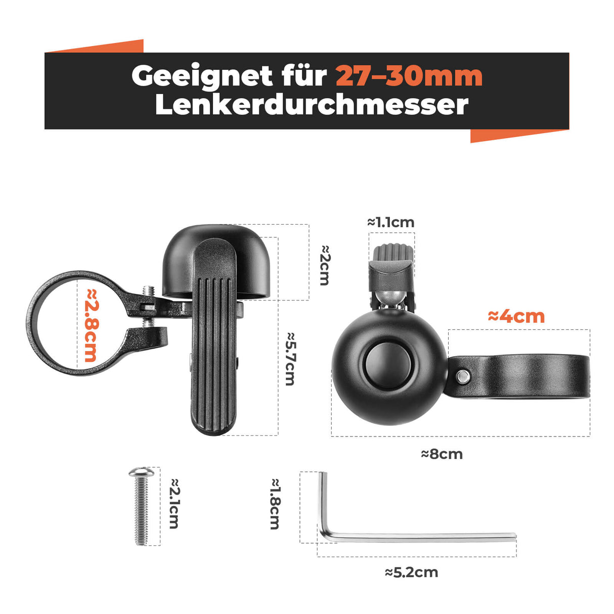 ROCKBROS Rennrad Fahrradklingel Wasserdicht für gebogene Lenker 21-23 mm