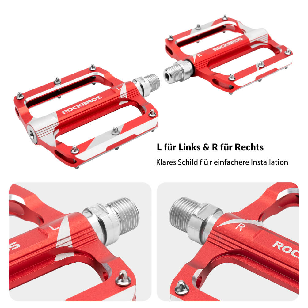 ROCKBROS Rennrad Pedale aus Aluminium, mit versiegeltem Lager, 9/16 Zoll Größe, erhältlich in 3 Farben.