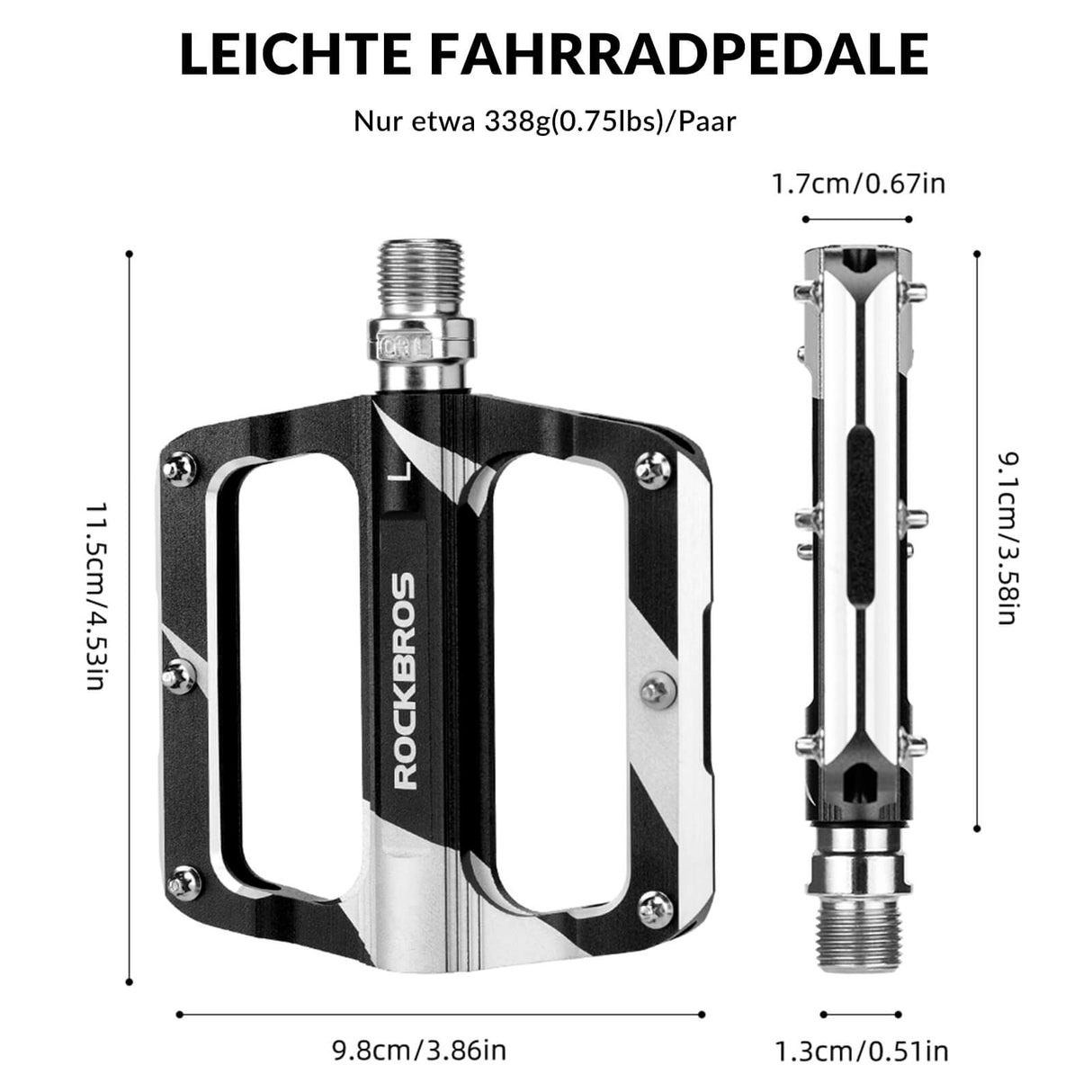 ROCKBROS Rennrad Pedale aus Aluminium, mit versiegeltem Lager, 9/16 Zoll Größe, erhältlich in 3 Farben.