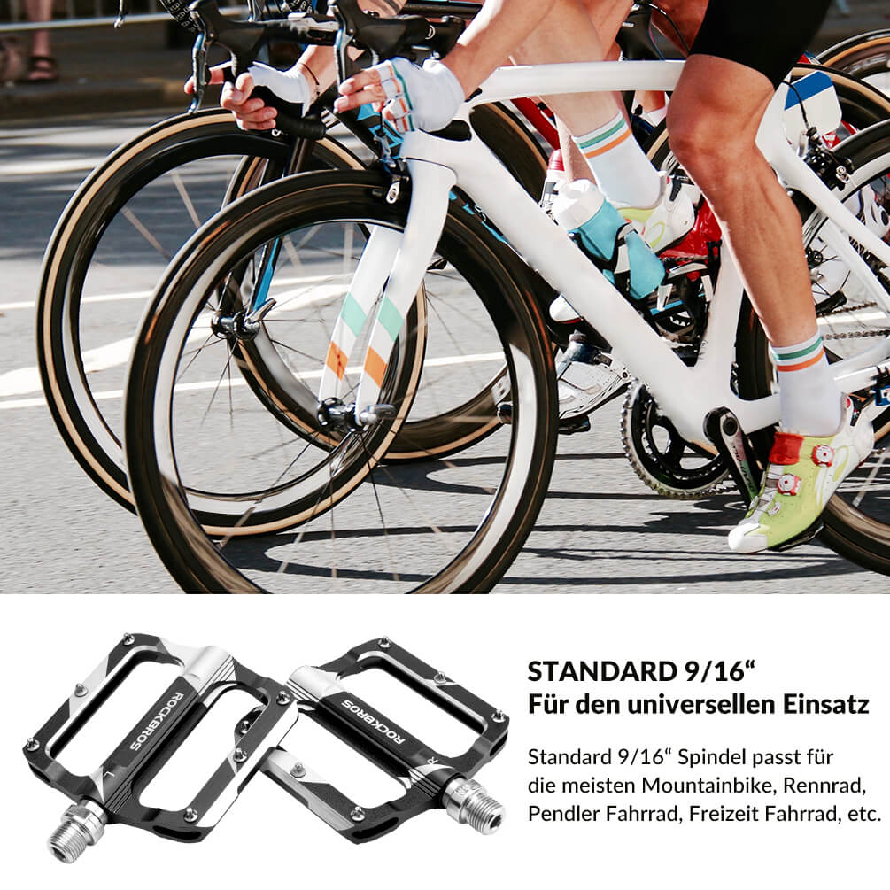 ROCKBROS Rennrad Pedale aus Aluminium, mit versiegeltem Lager, 9/16 Zoll Größe, erhältlich in 3 Farben.
