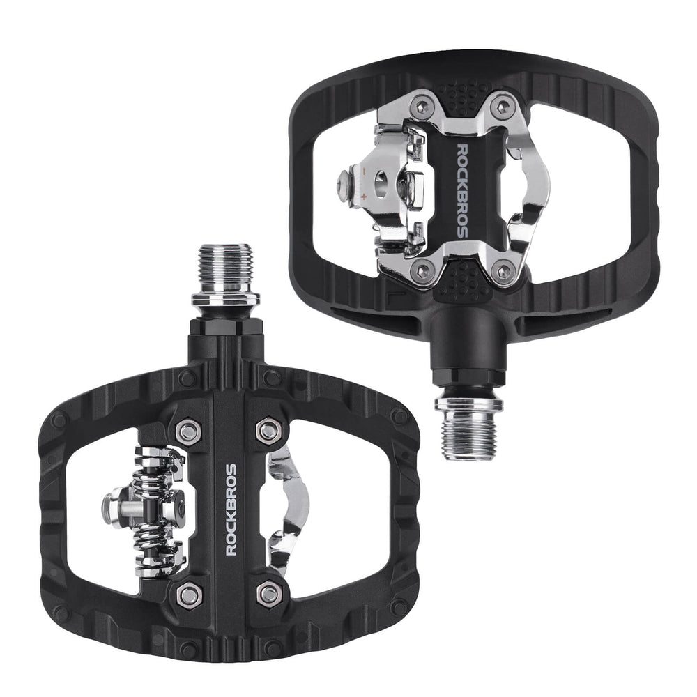 ROCKBROS SPD-Klickpedale & Plattformpedale 2-in-1 – Rutschfest, Leicht, mit Cleats-Set – 9/16" Pedale für MTB, Gravel & Rennrad