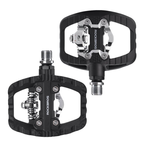 ROCKBROS SPD-Klickpedale & Plattformpedale 2-in-1 – Rutschfest, Leicht, mit Cleats-Set – 9/16" Pedale für MTB, Gravel & Rennrad