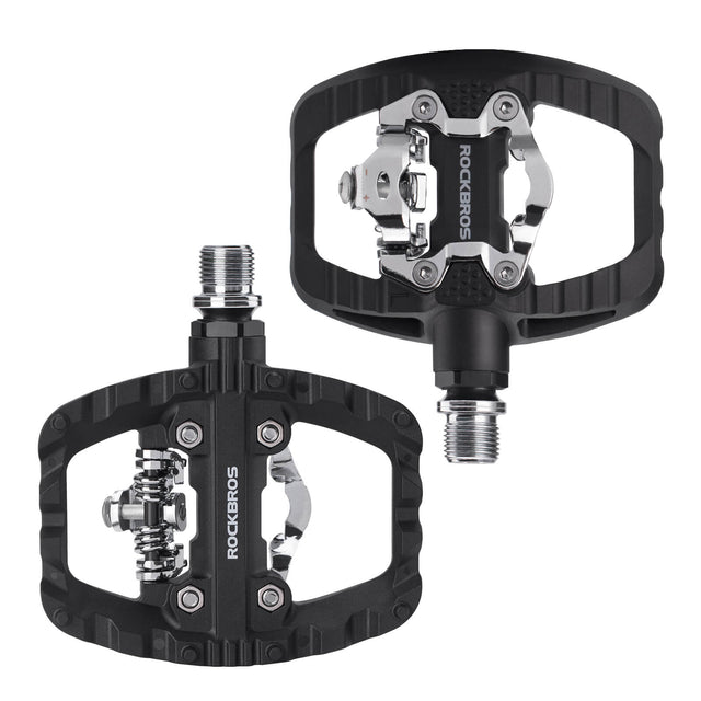 ROCKBROS SPD-Klickpedale & Plattformpedale 2-in-1 – Rutschfest, Leicht, mit Cleats-Set – 9/16" Pedale für MTB, Gravel & Rennrad