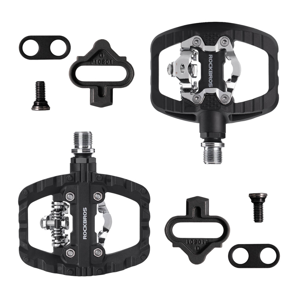 ROCKBROS SPD-Klickpedale & Plattformpedale 2-in-1 – Rutschfest, Leicht, mit Cleats-Set – 9/16" Pedale für MTB, Gravel & Rennrad