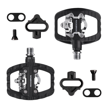 ROCKBROS SPD-Klickpedale & Plattformpedale 2-in-1 – Rutschfest, Leicht, mit Cleats-Set – 9/16" Pedale für MTB, Gravel & Rennrad