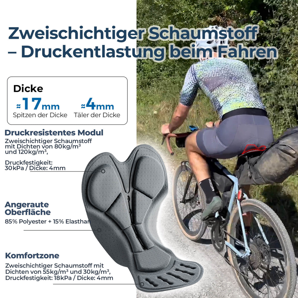 ROCKBROS Schnelltrocknende Fahrradhose Atmungsaktiv Ergonomisch Herren Sommer für Rennrad MTB