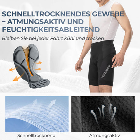 ROCKBROS Schnelltrocknende Fahrradhose Atmungsaktiv Ergonomisch Herren Sommer für Rennrad MTB