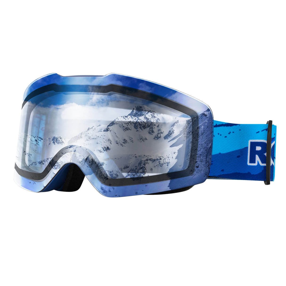 ROCKBROS Skibrille Schneebrille Polarisierte Helmkompatible Sportbrille Skifahren-Blau