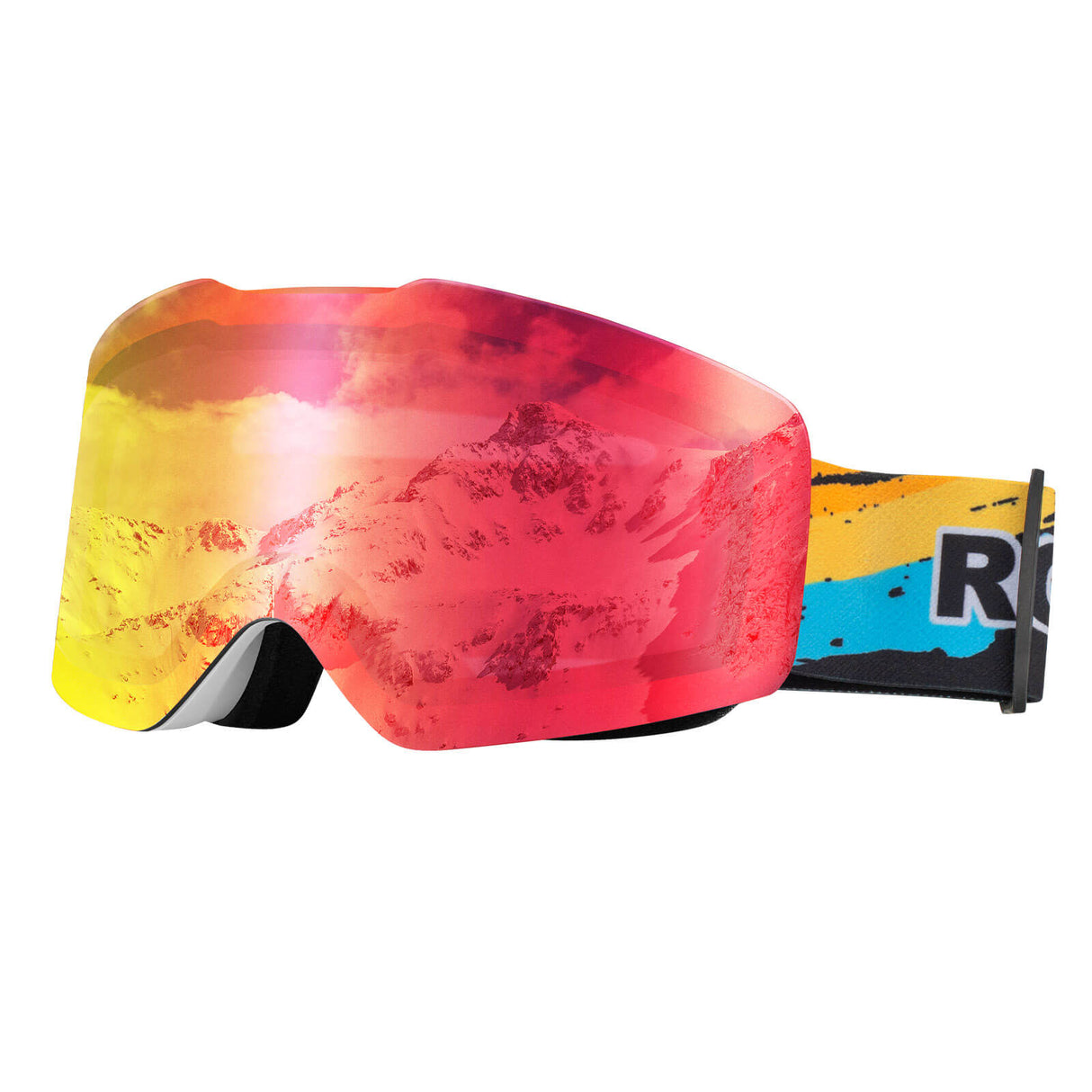 ROCKBROS Skibrille Schneebrille Polarisierte Helmkompatible Sportbrille Skifahren-Rot