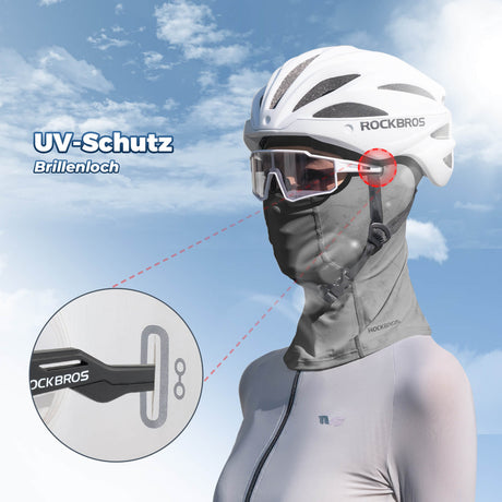 ROCKBROS Sommer Sturmhaube UPF40+ Balaclava Gesichtsmaske Schnelltrocknend-Grau