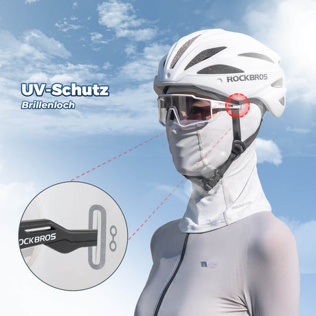 ROCKBROS Sommer Sturmhaube UPF40+ Balaclava Gesichtsmaske Schnelltrocknend-Weiß