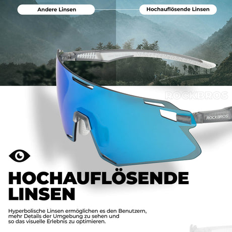 ROCKBROS Sonnenbrille Winddichte Fahrradbrille für Outdoor-Sportarten- Blau-Weiß