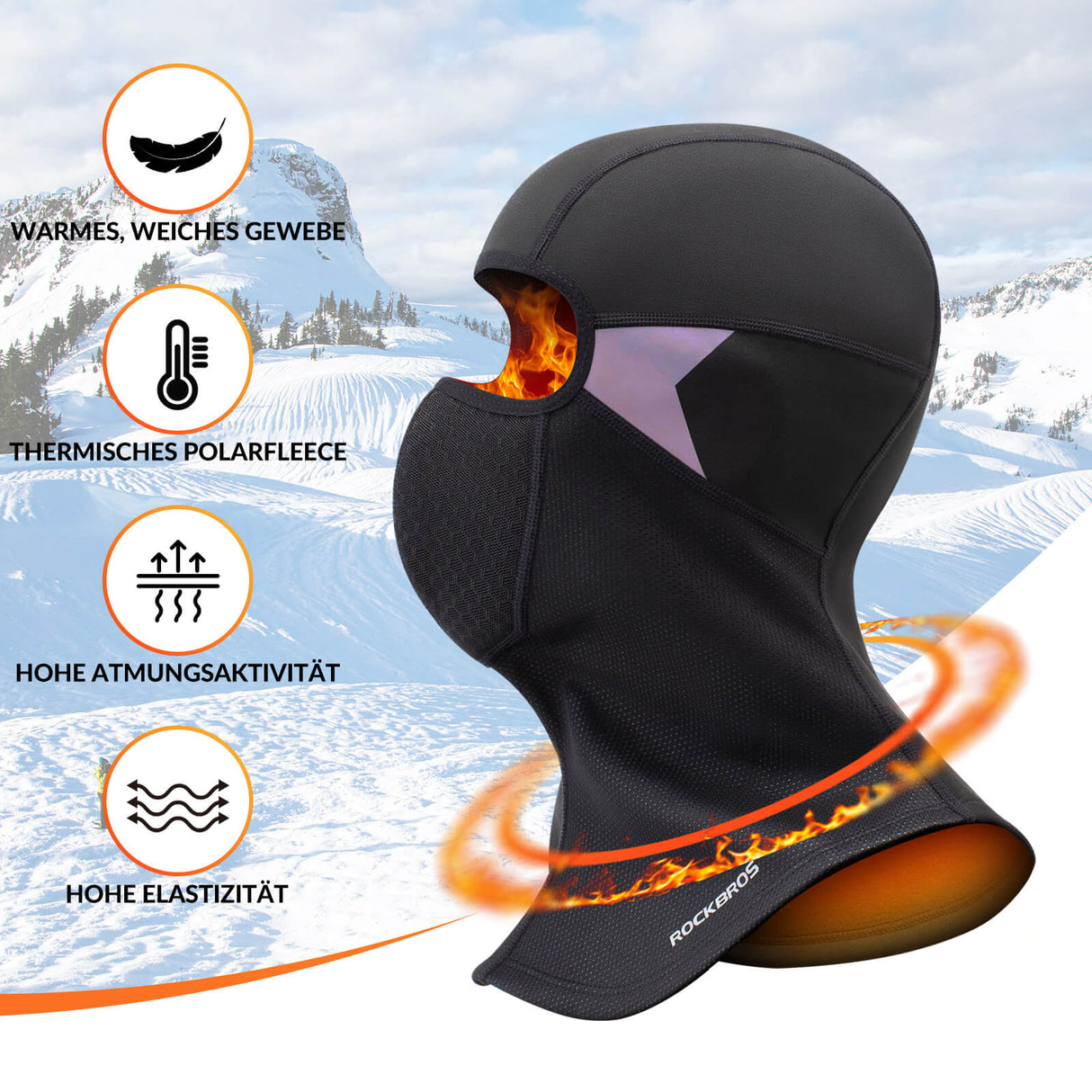 ROCKBROS Sturmhaube Herbst/Winter Balaclava Gesichtsmaske Warm Winddicht