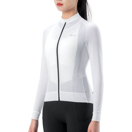 ROCKBROS TVI Damen Langarm-Radtrikot Fahrrad Jersey für MTB & Rennrad-Weiß