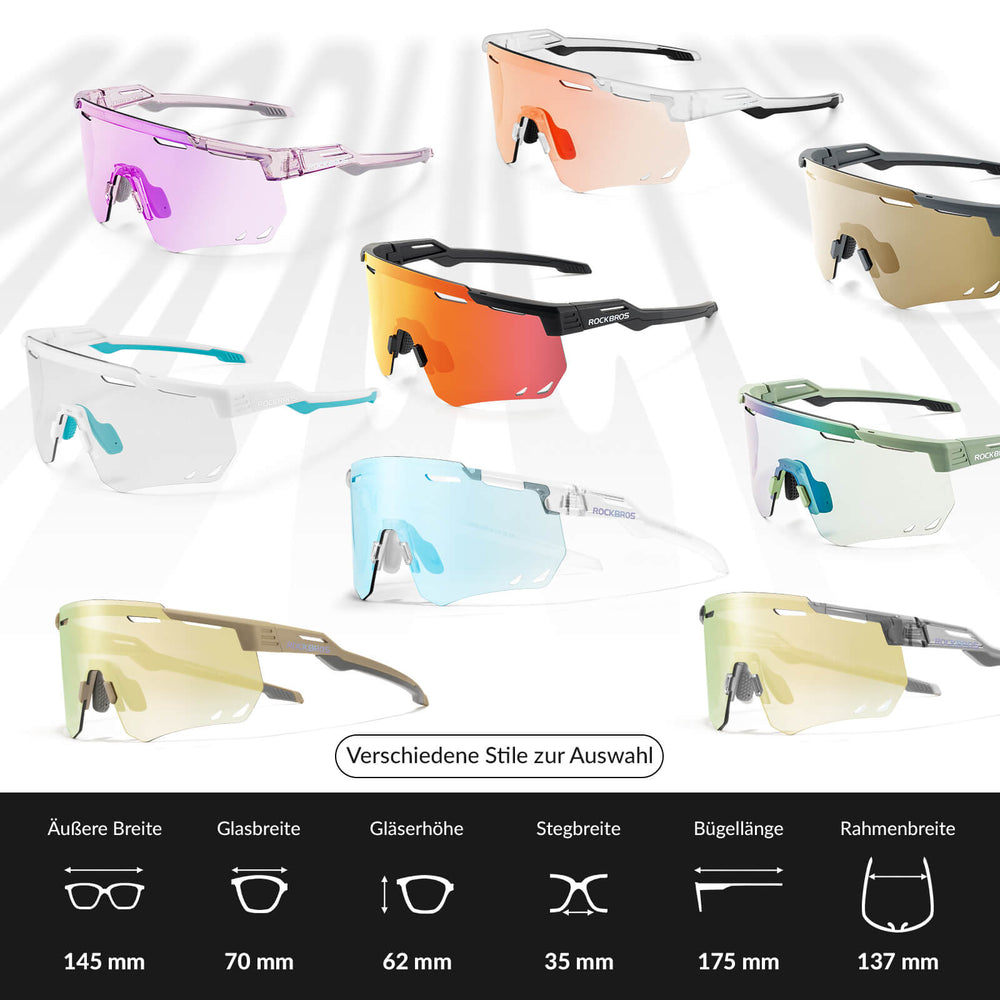 ROCKBROS Ultraleicht Fahrradbrille Selbsttönende Sonnenbrille mit UV400-Schutz - ROCKBROS-EU