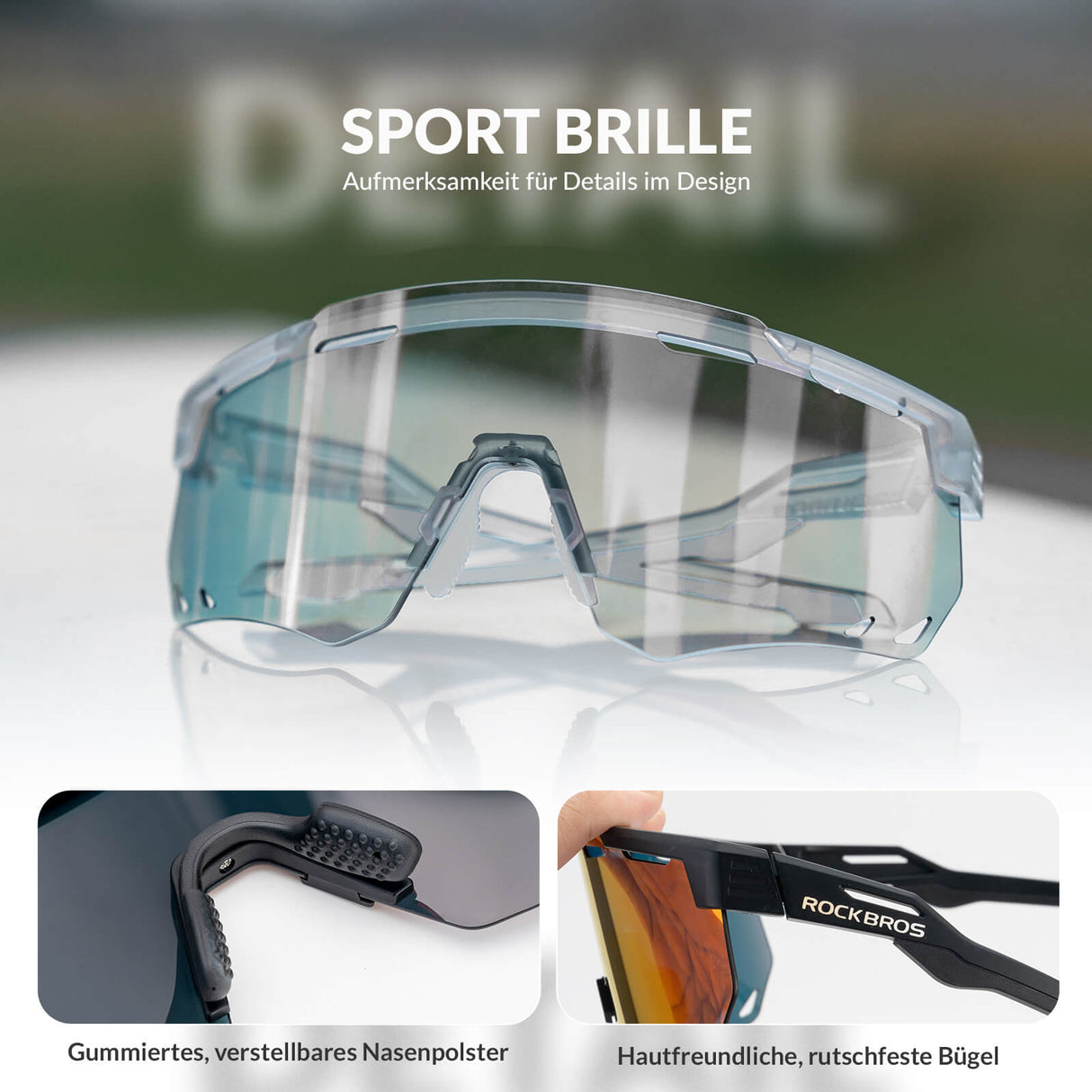 ROCKBROS Ultraleicht Fahrradbrille Selbsttönende Sonnenbrille mit UV400-Schutz - ROCKBROS-EU