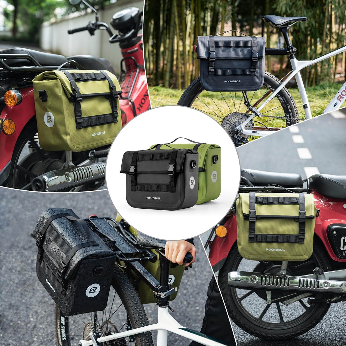 ROCKBROS Wasserdicht Fahrrad Gepäckträgertasche mit Schultergurt hinten 15L