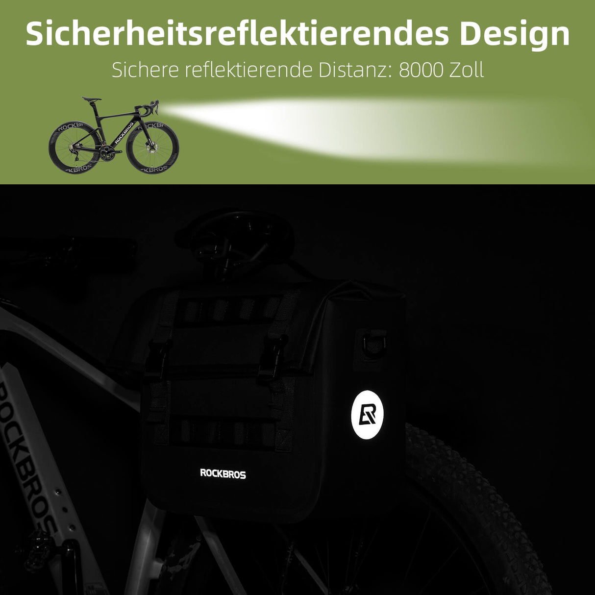 ROCKBROS Wasserdicht Fahrrad Gepäckträgertasche mit Schultergurt hinten 15L