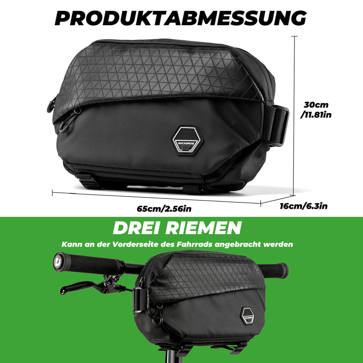 ROCKBROS Wasserdichte Multifunktionstasche Lenkertasche mit Erweiterbarer Kapazität