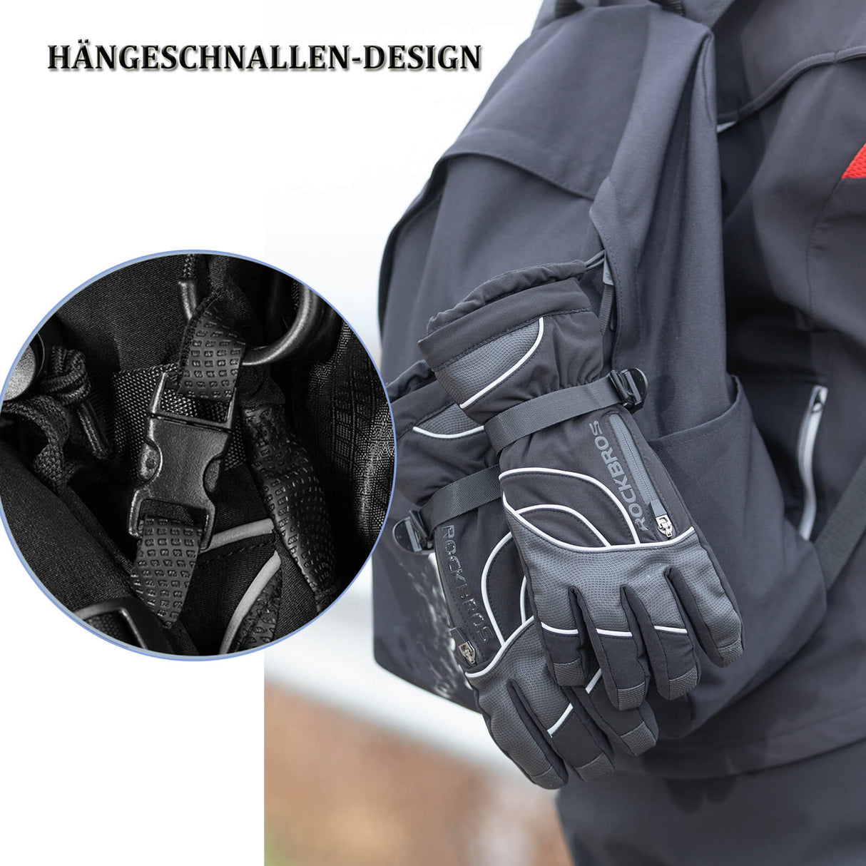ROCKBROS Winter Handschuhe Warm Skihandschuhe Winddicht -20℃ M-XL
