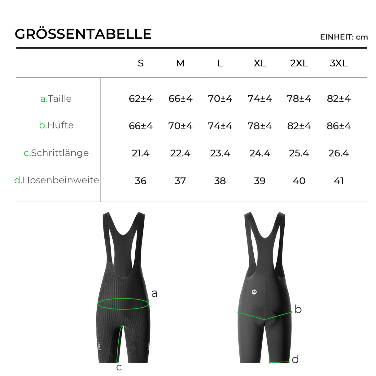 Herren Radhose Kurz – Gepolstert mit Trägern, Reflektoren