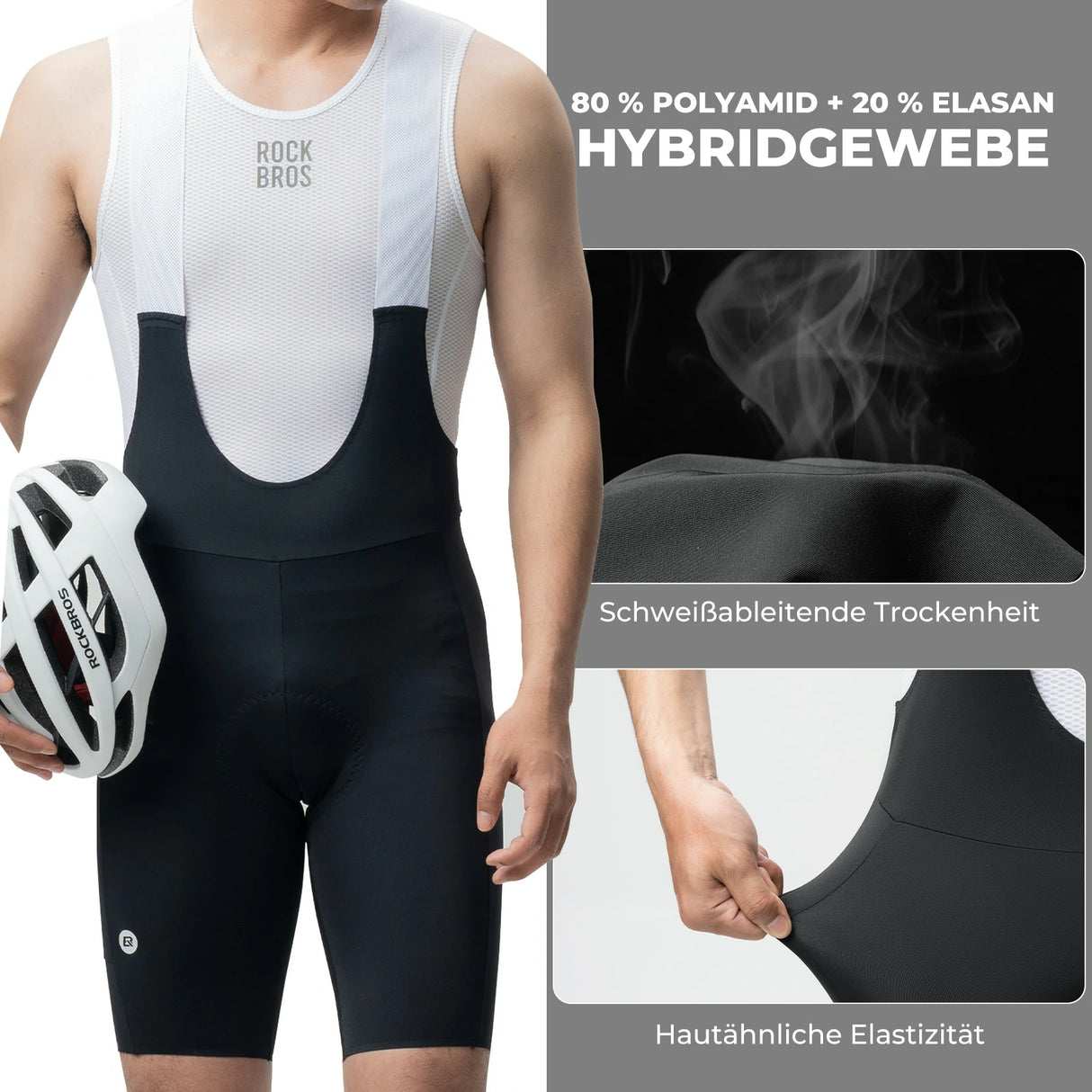 Radlerhose Herren – Gepolsterte Fahrrad‑Bib‑Shorts mit Trägern