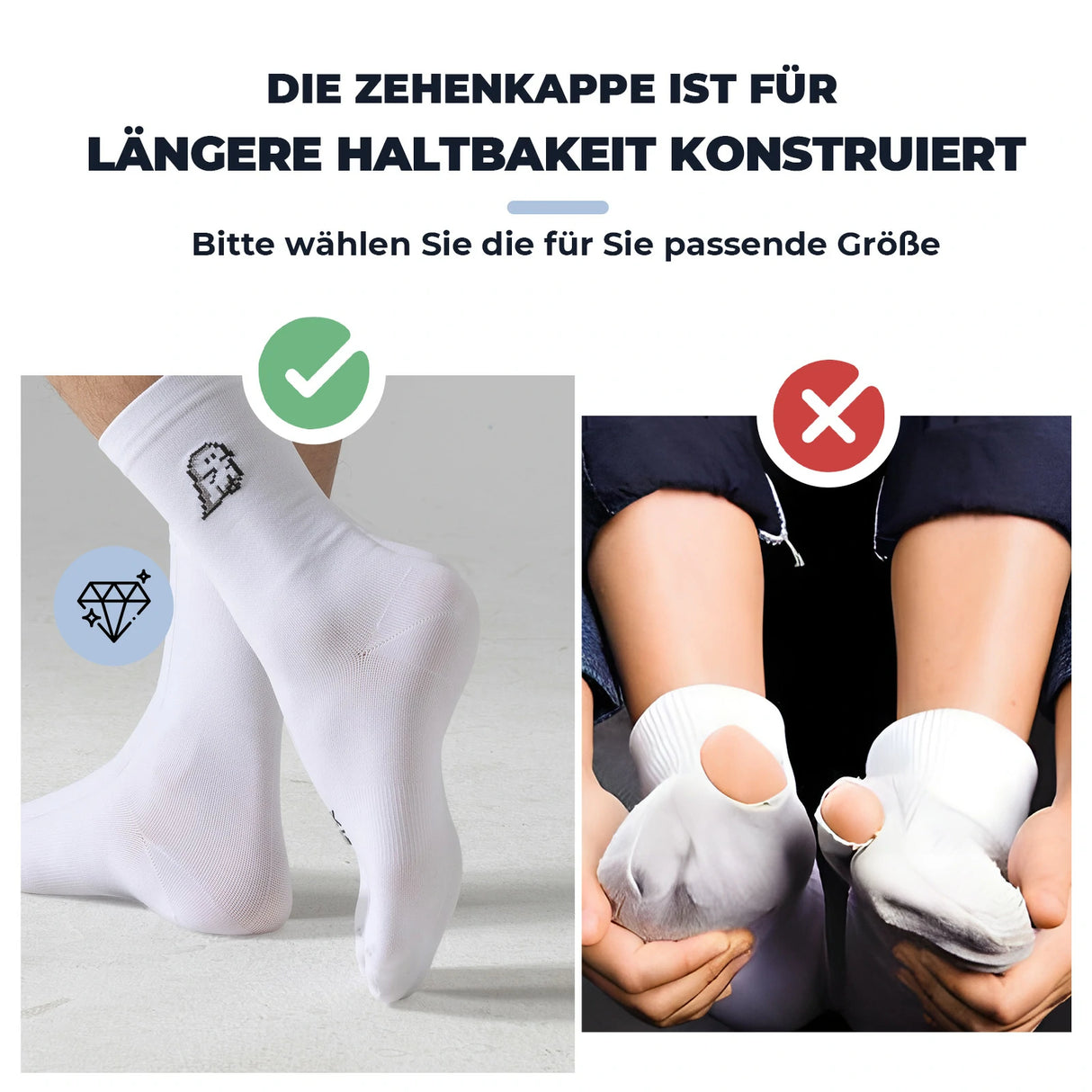 Rennrad‑Socken – Atmungsaktiv mit verstärkter Ferse, 2 Paar