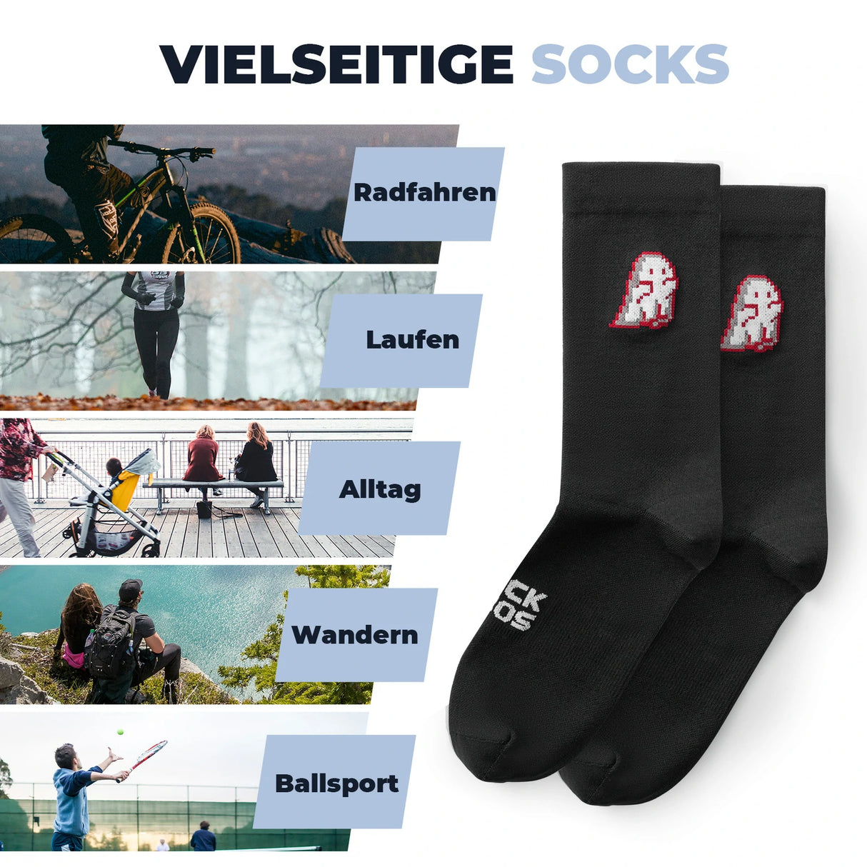 Rennrad‑Socken – Atmungsaktiv mit verstärkter Ferse, 2 Paar