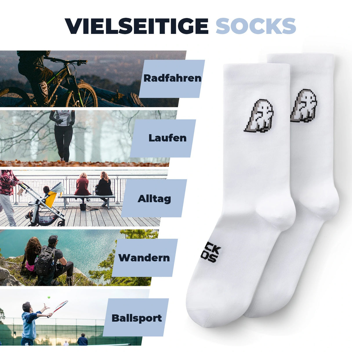 Rennrad‑Socken – Atmungsaktiv mit verstärkter Ferse, 2 Paar
