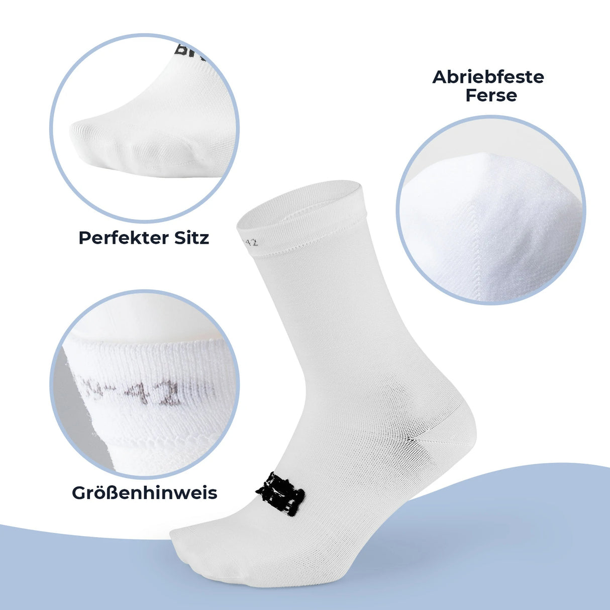 Rennrad‑Socken – Atmungsaktiv mit verstärkter Ferse, 2 Paar