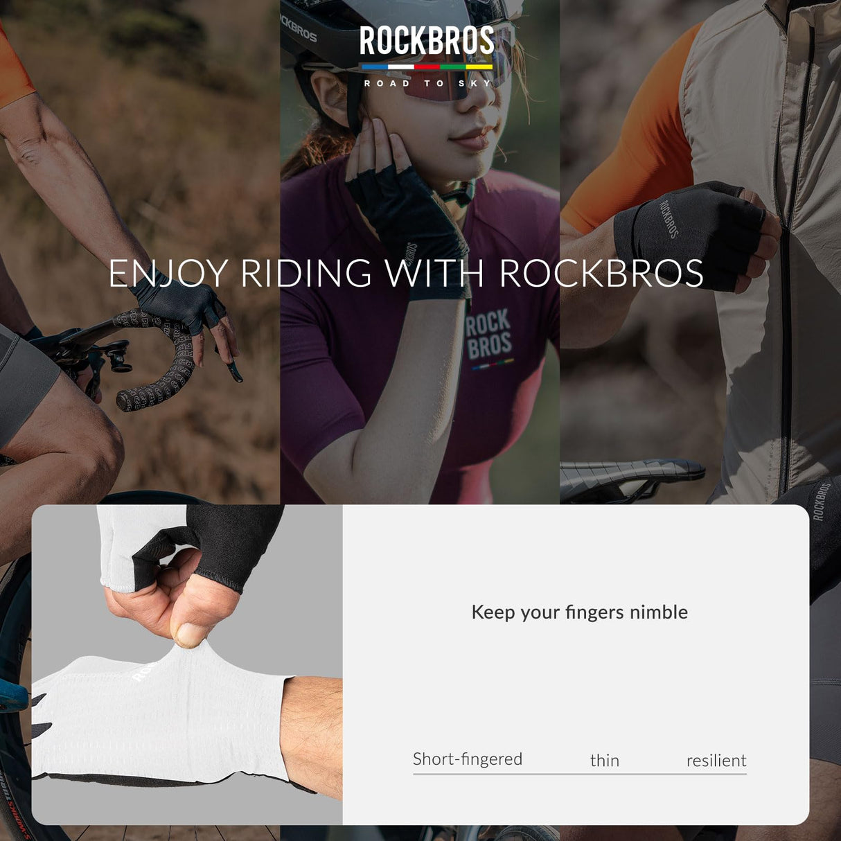 Road To Sky Fahrradhandschuhe – Fingerlose, Atmungsaktive & Reflektierende