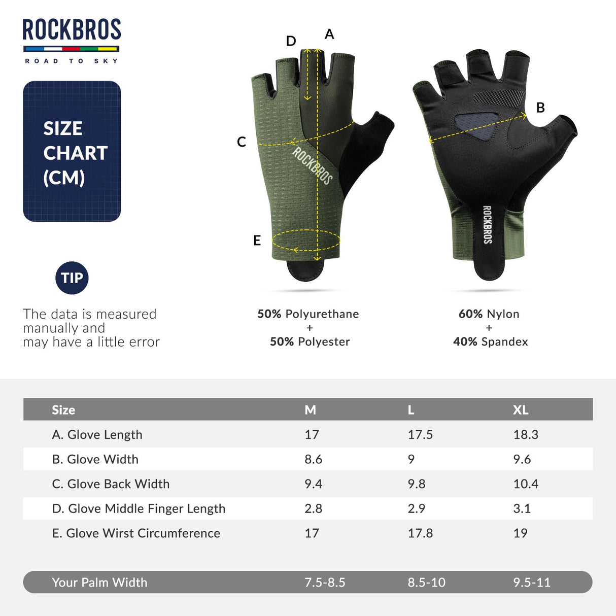 Road To Sky Fahrradhandschuhe – Fingerlose, Atmungsaktive & Reflektierende
