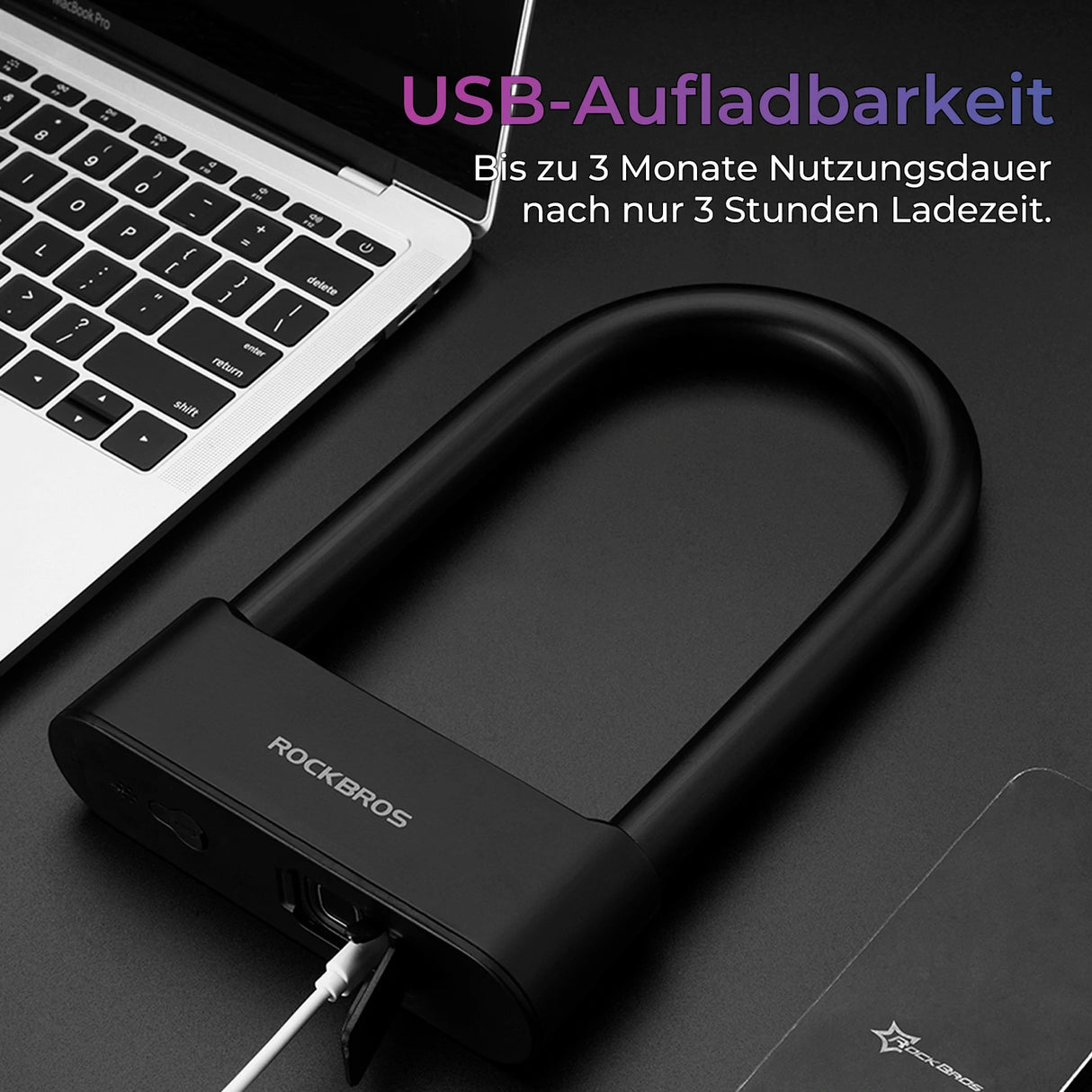 Fingerabdruck-Bügelschloss – IP6 Wasserdicht, Bluetooth & USB-Aufladung