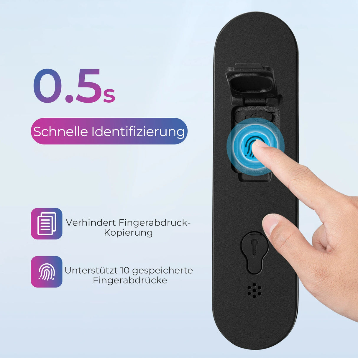 Fingerabdruck-Bügelschloss – IP6 Wasserdicht, Bluetooth & USB-Aufladung