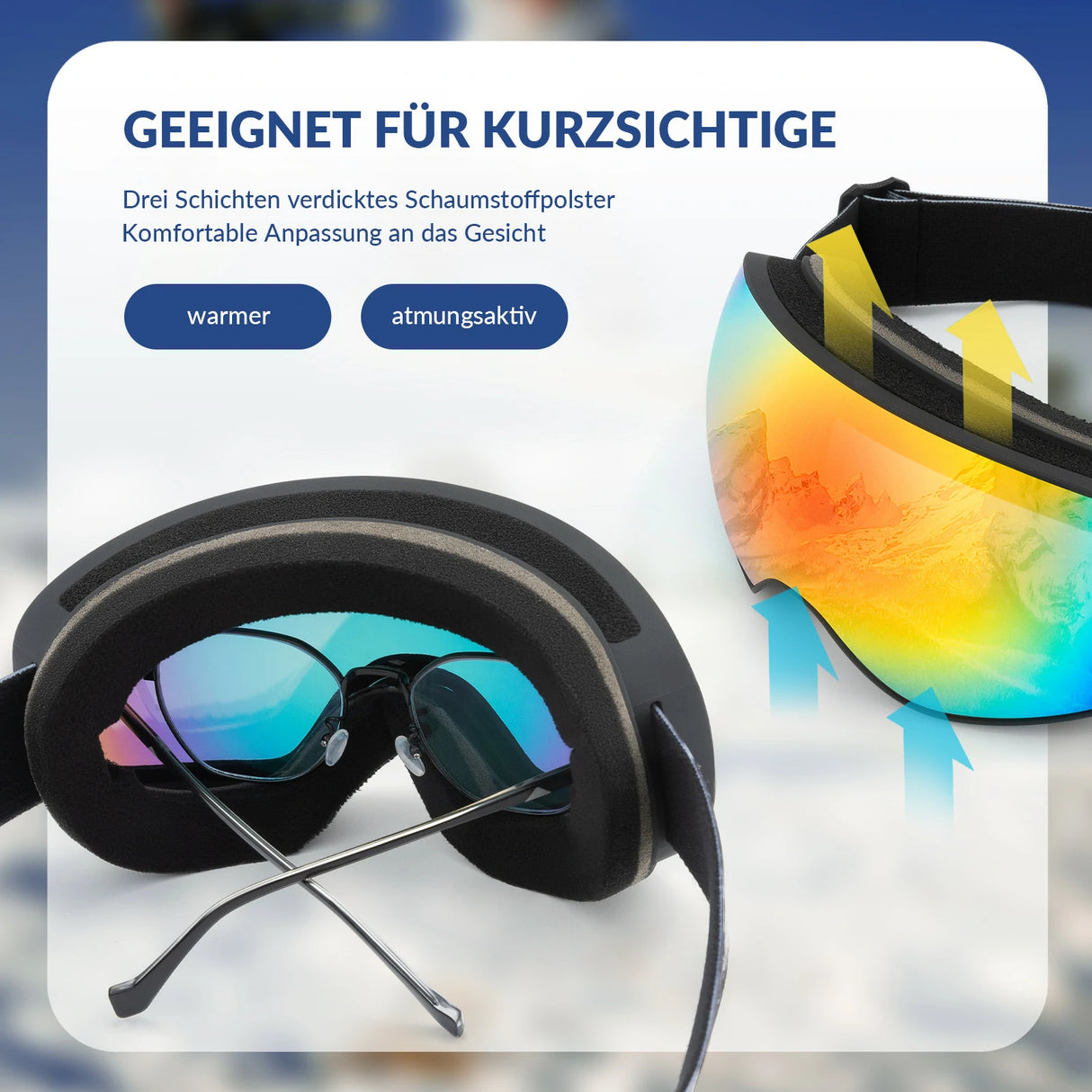 Skibrille für Brillenträger – UV-Schutz, Helmkompatibel & Anti-Fog