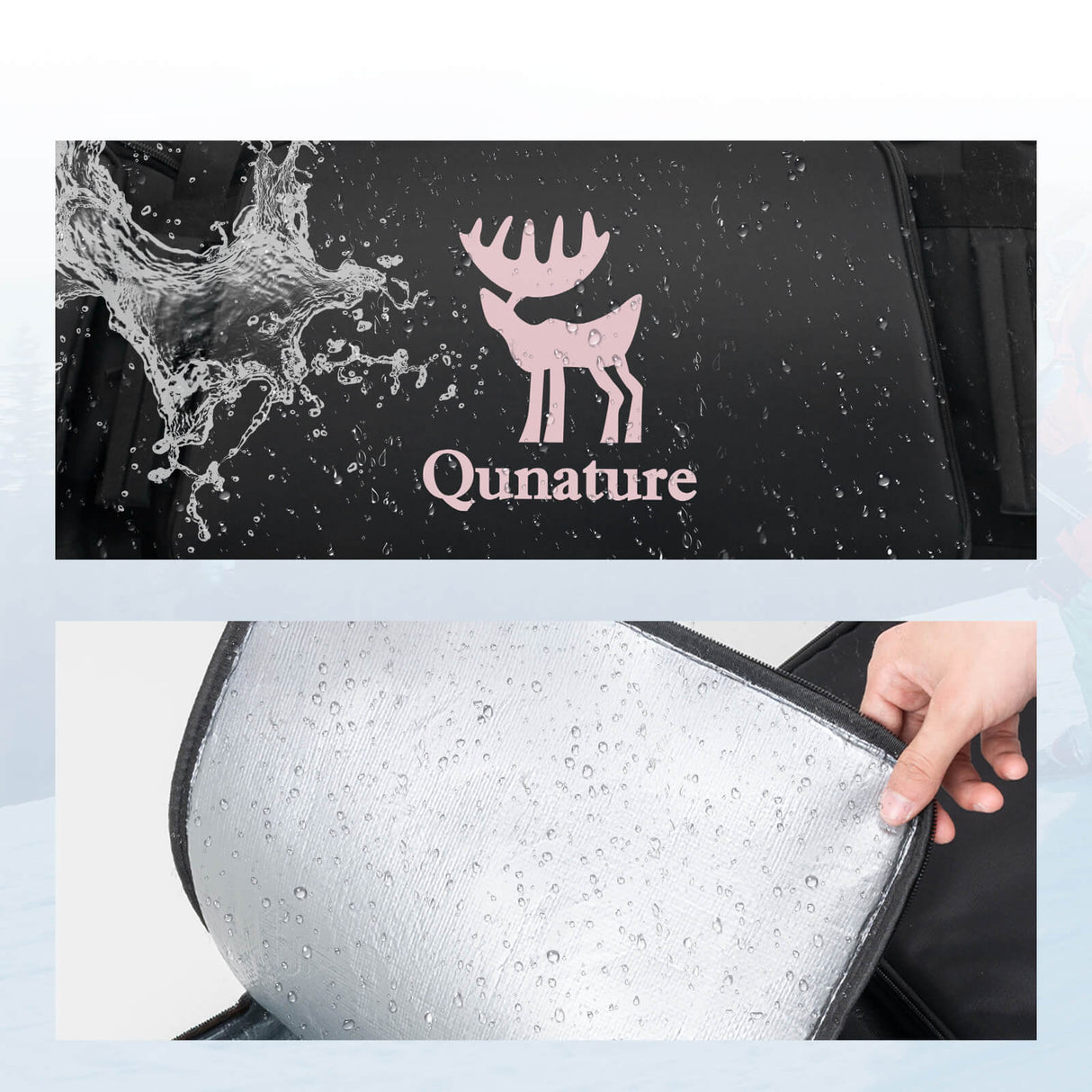 Qunature Ski‑ & Snowboard‑Reisetasche mit Rollen – Für 140–162 cm Länge