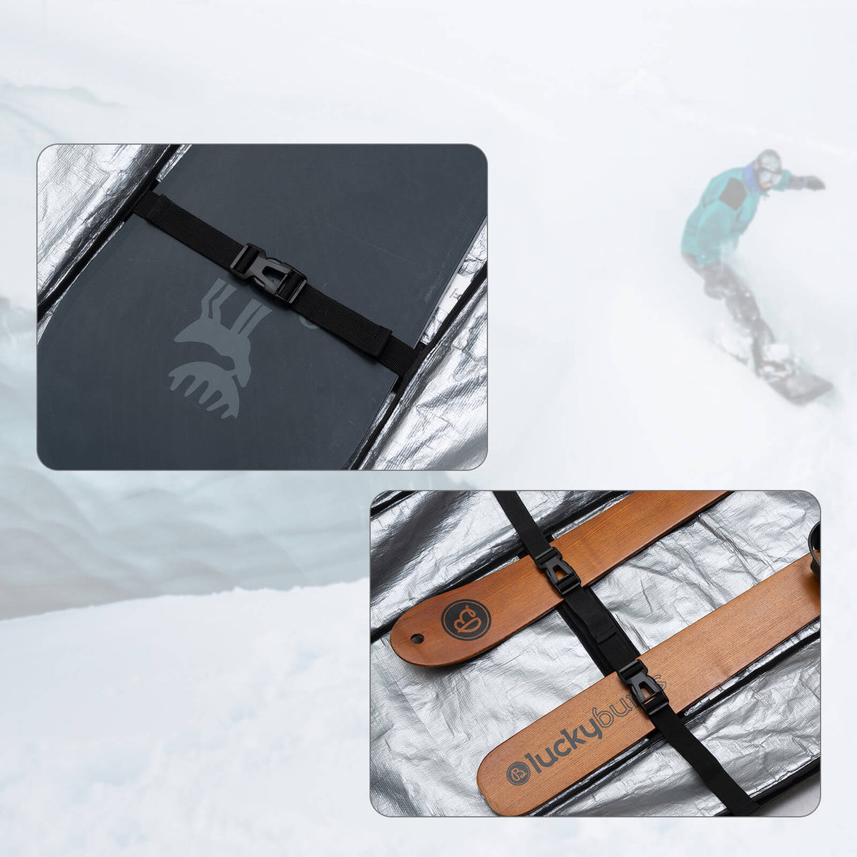 Qunature Ski‑ & Snowboard‑Reisetasche mit Rollen – Für 140–162 cm Länge