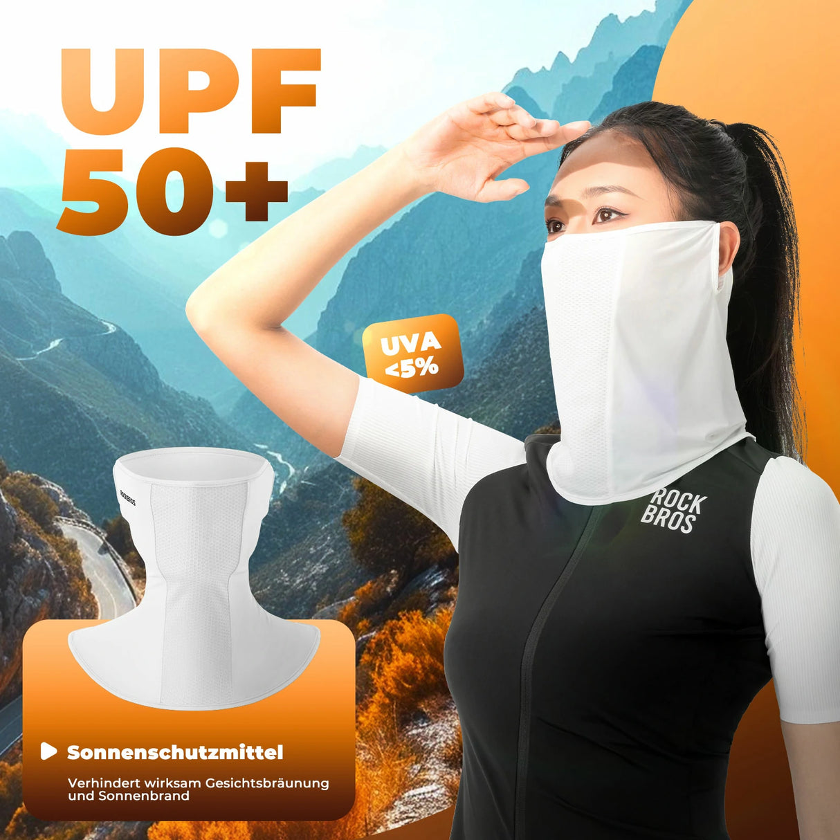 ROCKBROS Sommer‑Sturmhaube – Halbe Kühl‑Balaclava, atmungsaktiv & schnell trocknend