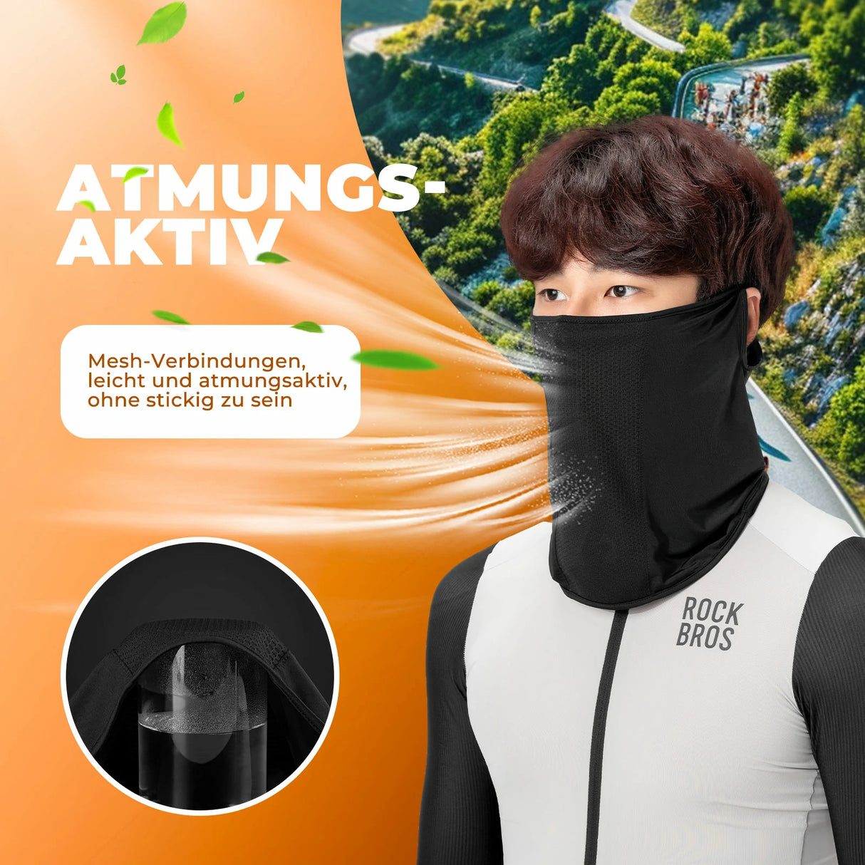 ROCKBROS Sommer‑Sturmhaube – Halbe Kühl‑Balaclava, atmungsaktiv & schnell trocknend