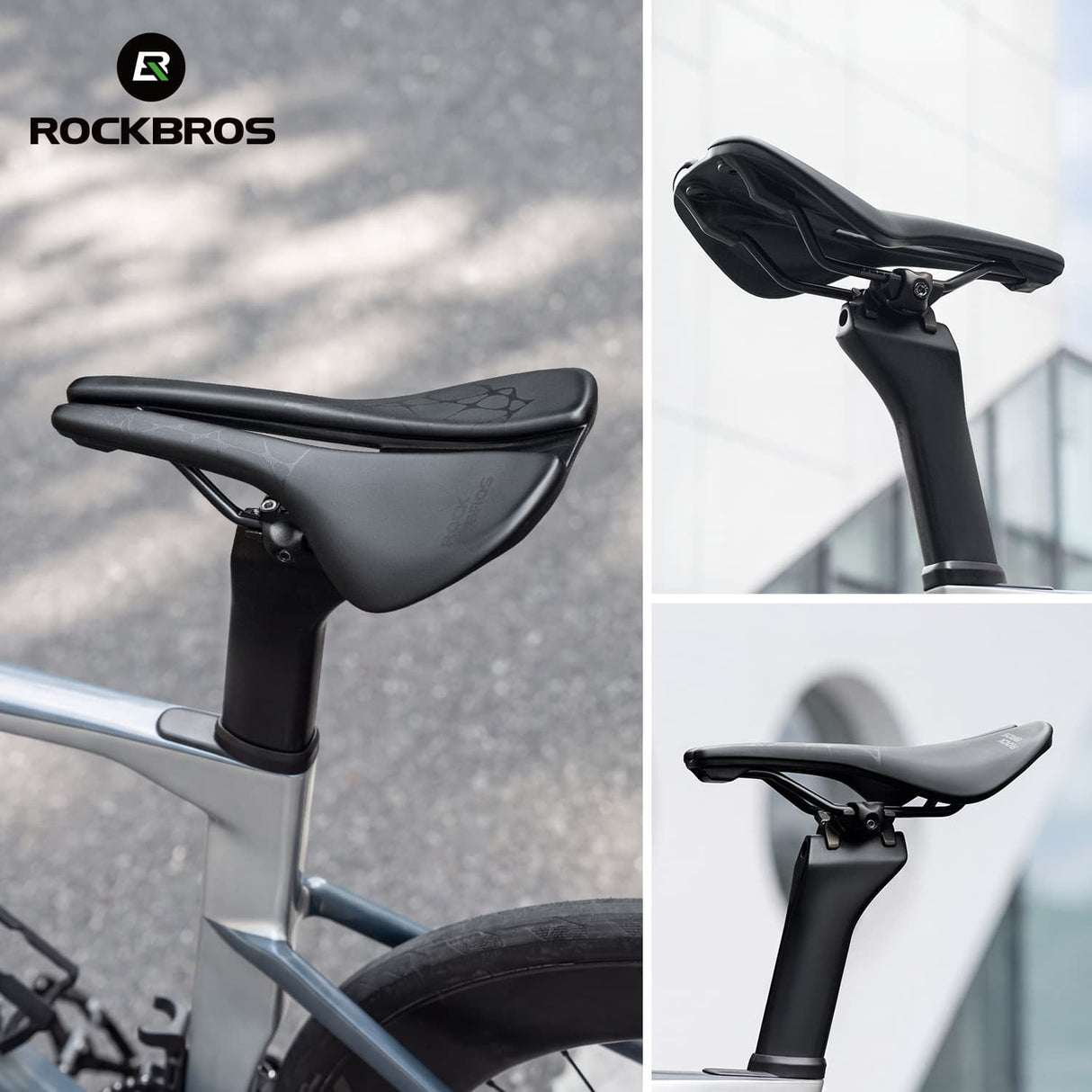 ROCKBROS Sportowe Siodełko Rowerowe Ergonomiczny Design, Pręty Cr-Mo i Wysok Siodełka rowerowe