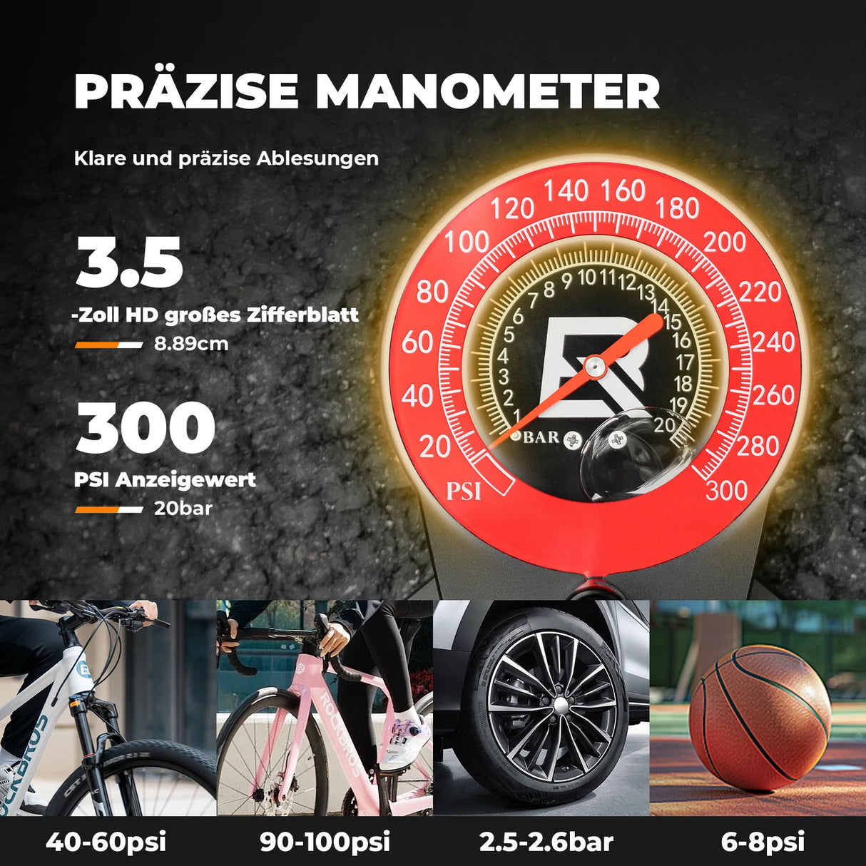 Stand‑Fahrradpumpe 240 PSI – Mit präzisem Manometer