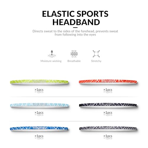 Stirnband Sport Schweißband Haarband 6 Stück – 50-76 cm