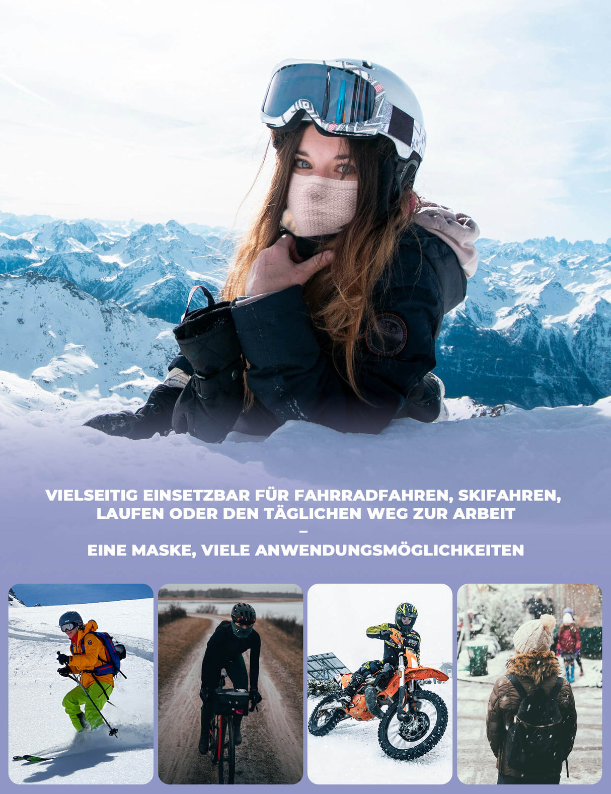 TVI Damen Winter Halbe Sturmhaube – Warme Ski-Maske & Winddichtes Halstuch