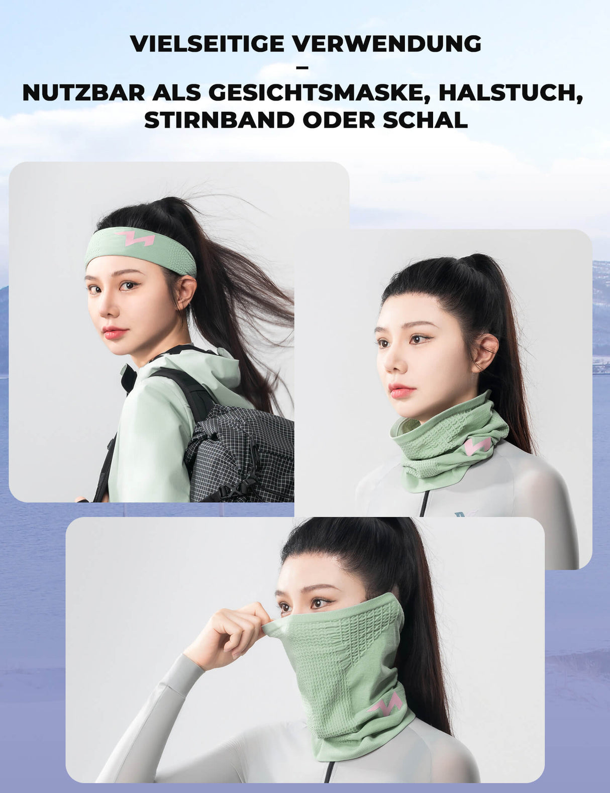 TVI Damen Winter Halbe Sturmhaube – Warme Ski-Maske & Winddichtes Halstuch