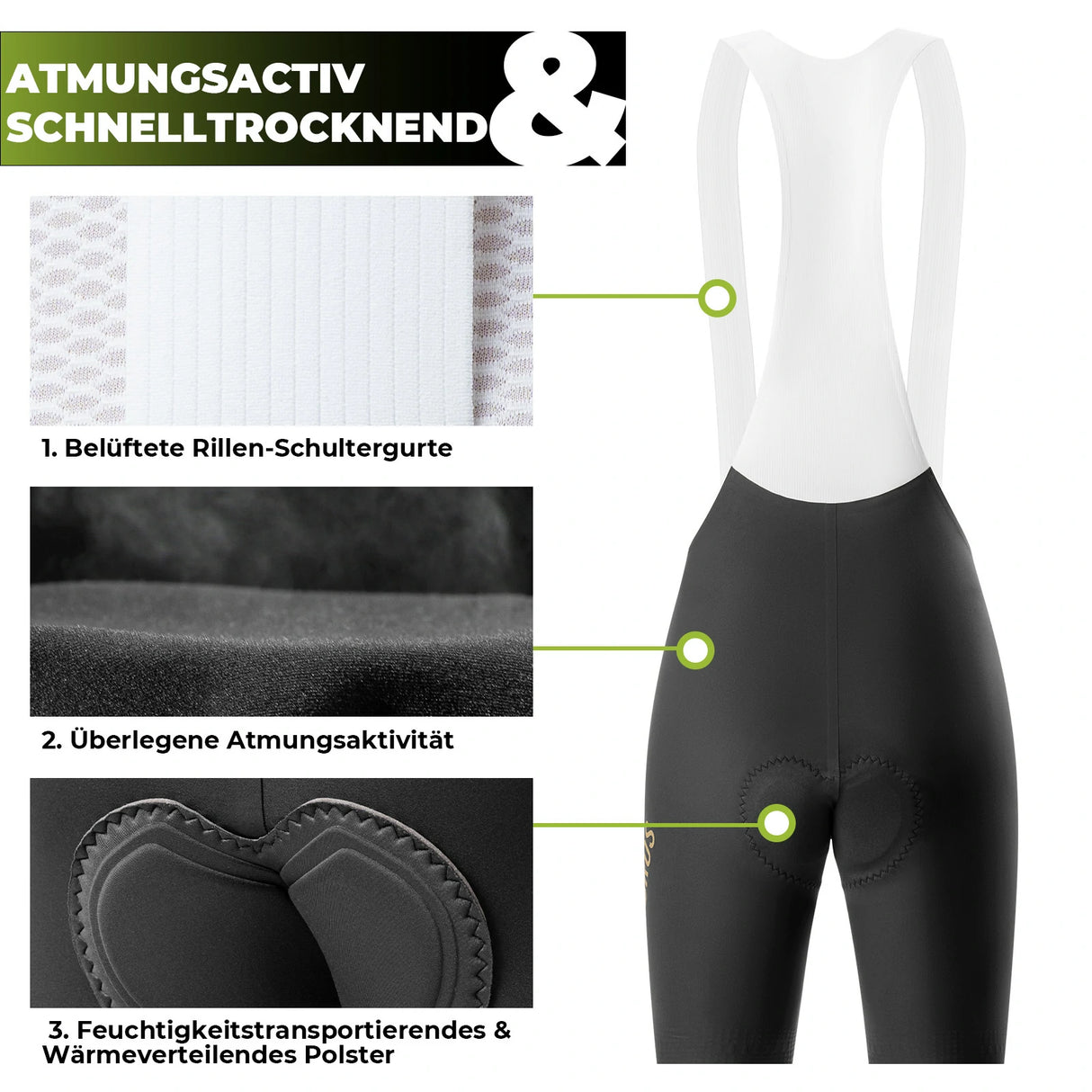Trägerhose Fahrradhose mit Sitzpolster Herren – Nahtlos & atmungsaktiv