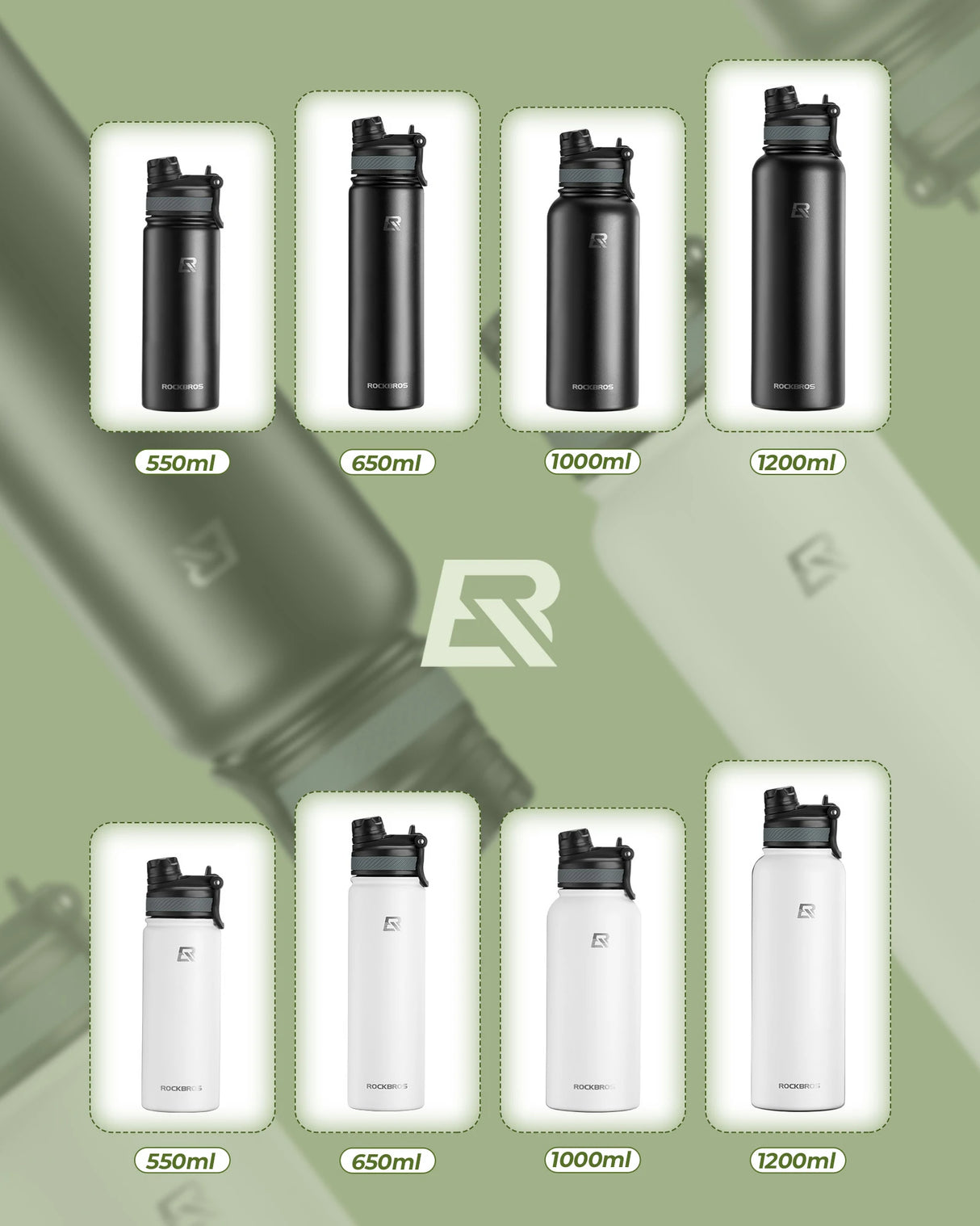 Edelstahl‑Trinkflasche – 550 ml bis 1200 ml, isoliert & BPA‑frei