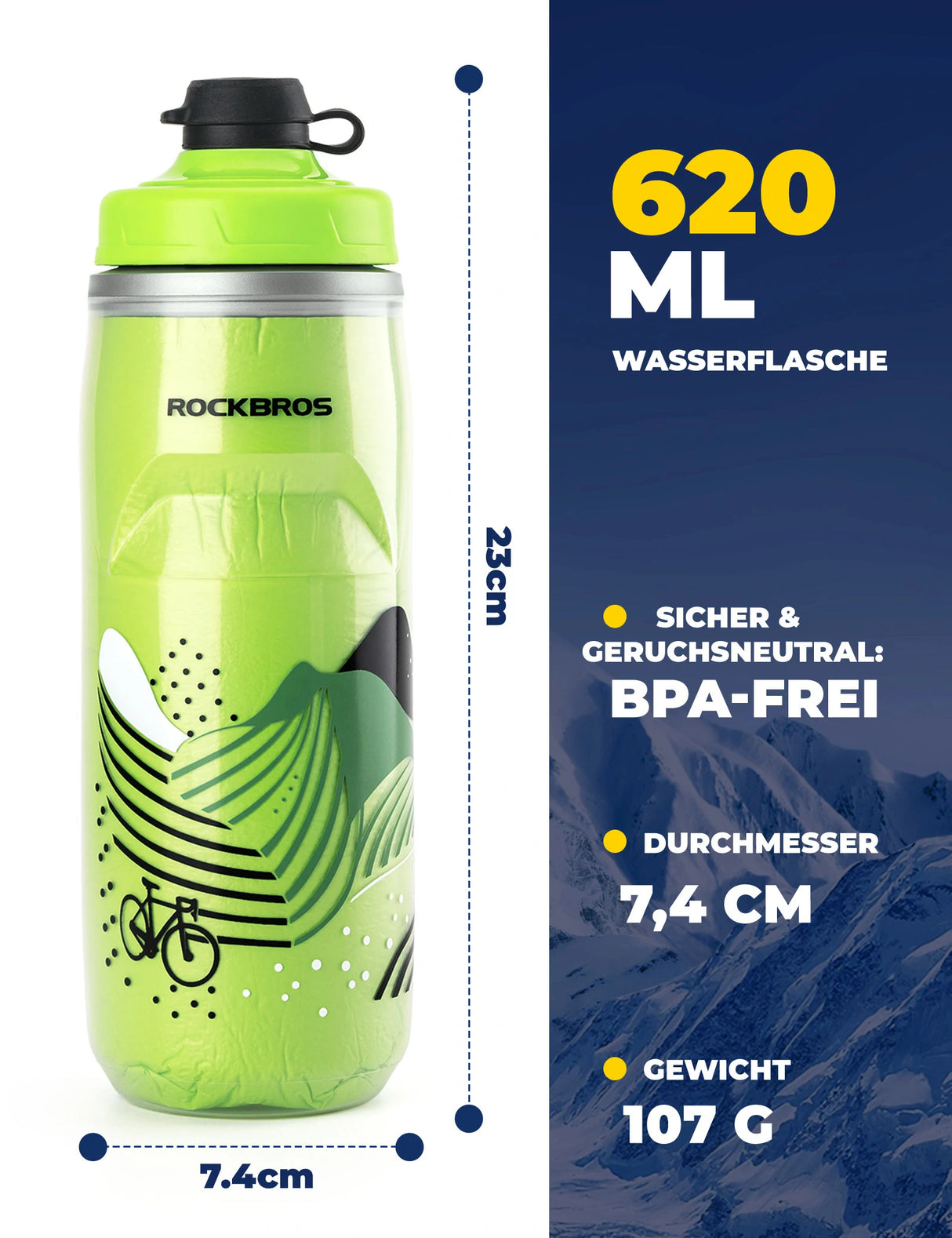 Fahrrad‑Trinkflasche 620 ml – 5 h Kühlhaltung