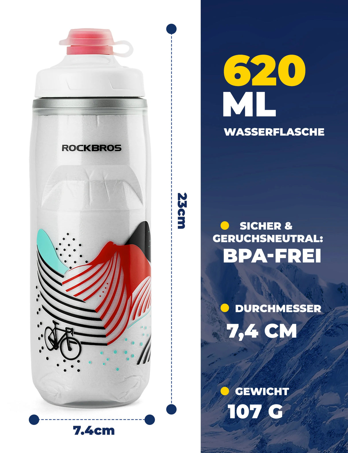 Fahrrad‑Trinkflasche 620 ml – 5 h Kühlhaltung