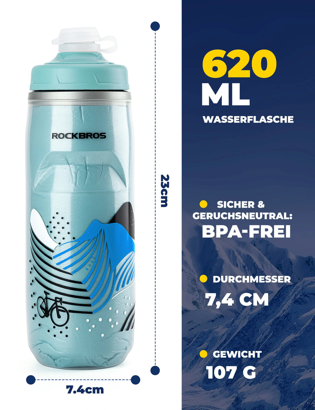 Fahrrad‑Trinkflasche 620 ml – 5 h Kühlhaltung